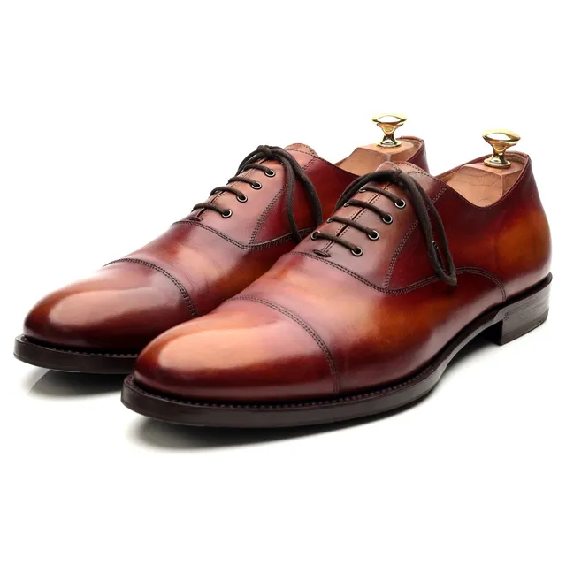 Ozwald Boateng richelieu cuir marron patiné UK 9