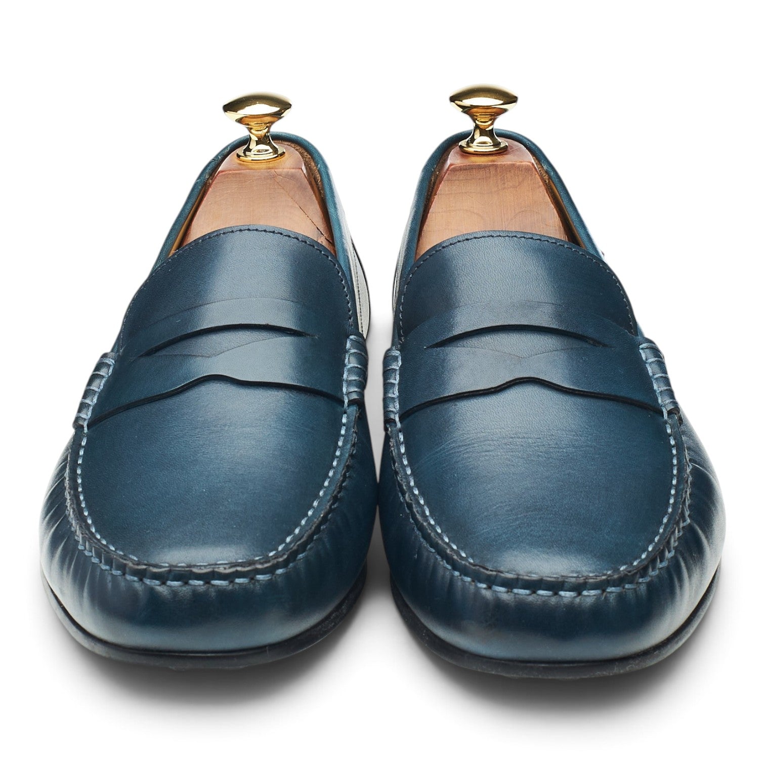 Barker Jamie mocassin driving cuir bleu UK 9