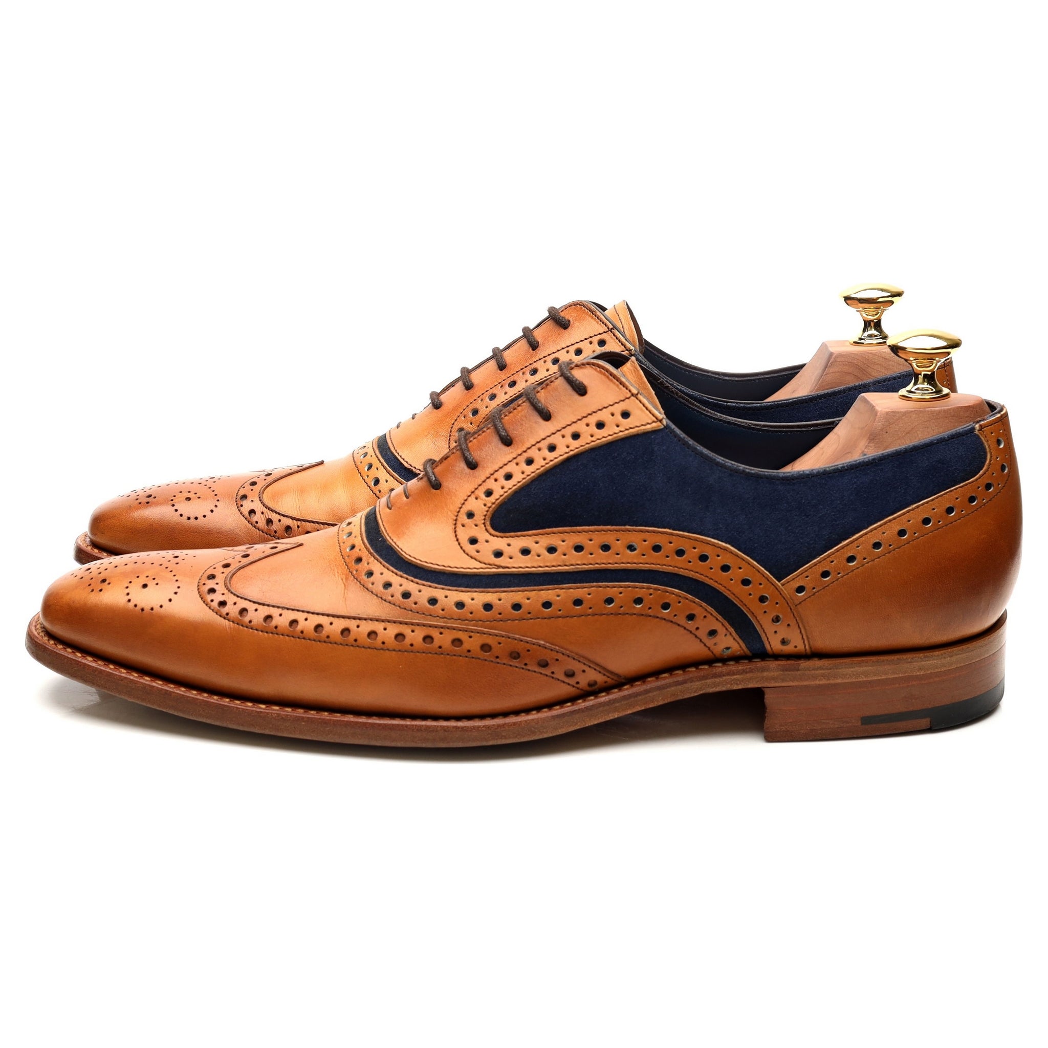 Barker McClean brogues cuir marron tan UK 9