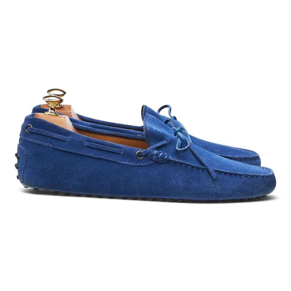 Tod's Gommino mocassins driving daim bleu UK 8