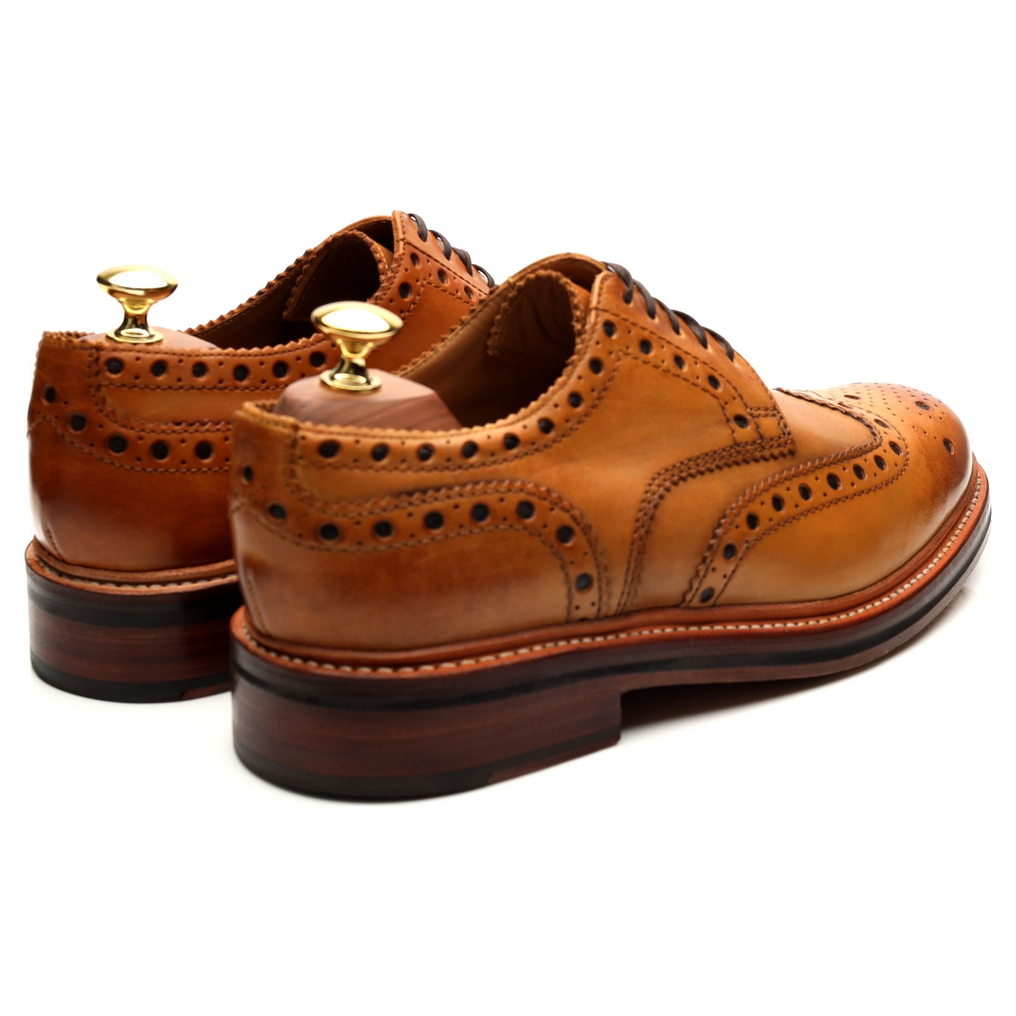 Grenson Archie derby brogue cuir marron clair UK 8 G