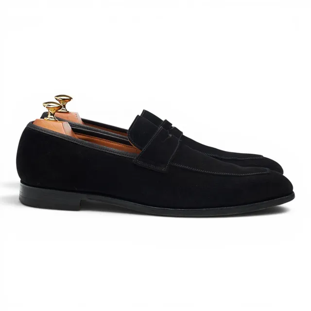 Crockett & Jones Merton mocassins daim noir UK 9.5