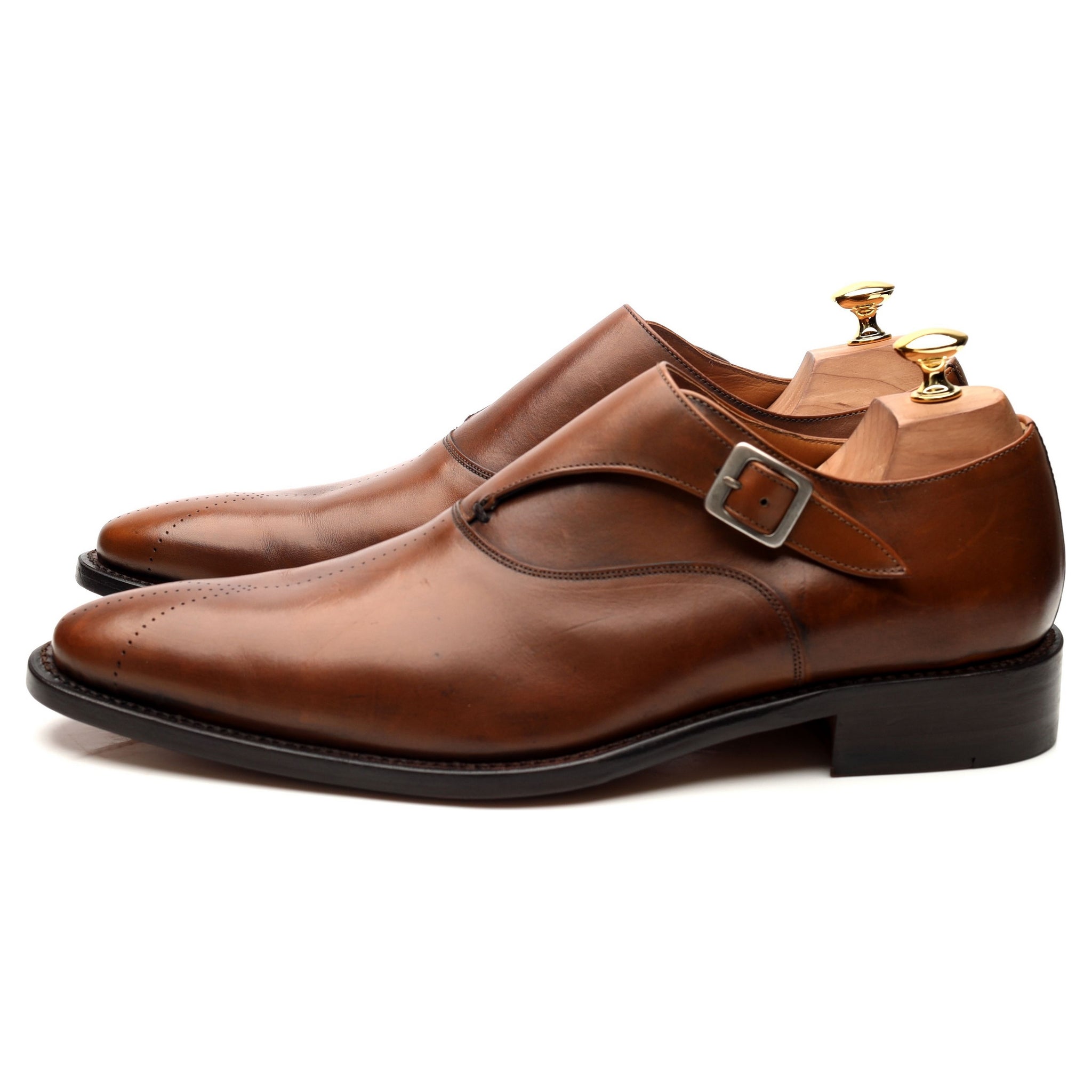 Ozwald Boateng monk strap cuir marron pointure UK 9.5