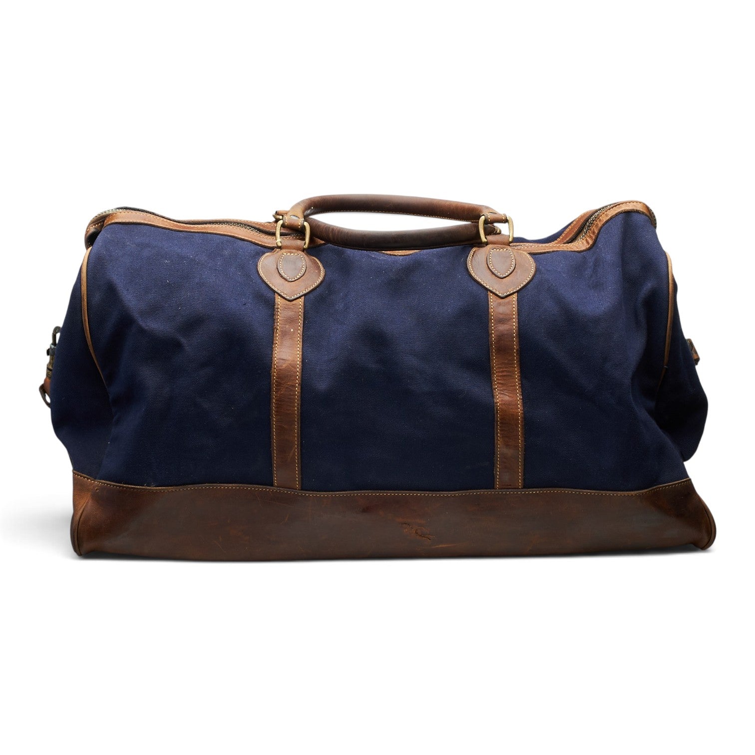 Tusting weekender toile bleue cuir marron