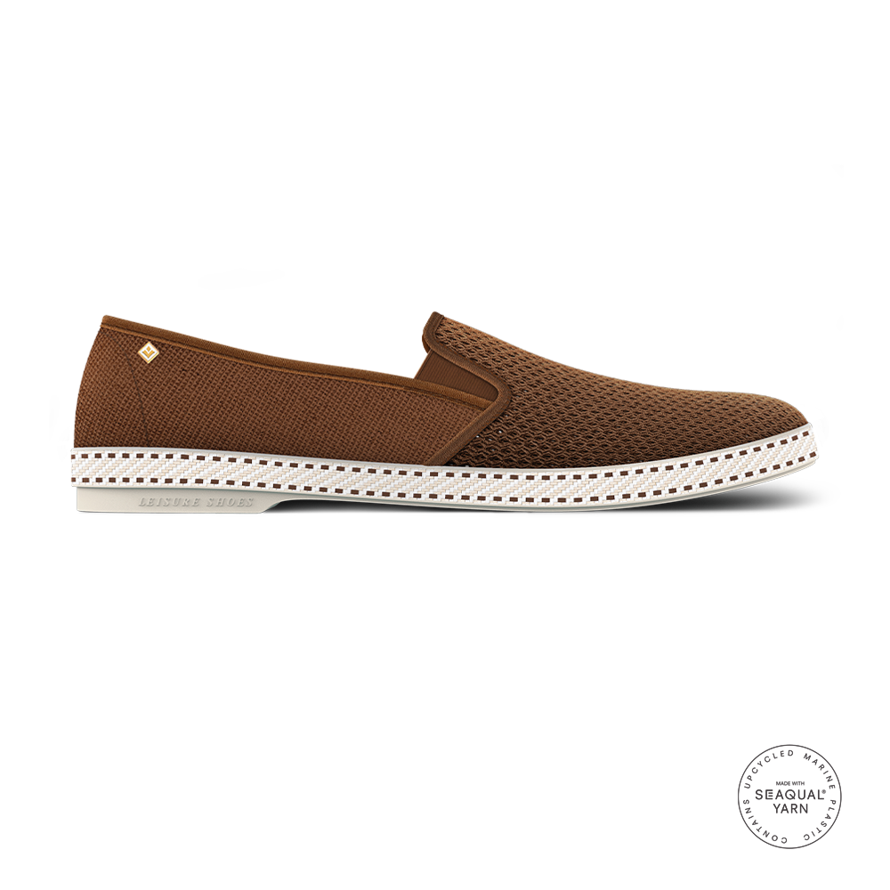 Rivieras Classic Toile Filet Marron slip on coton