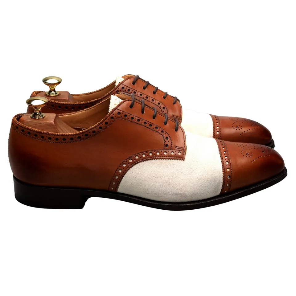 Ralph Lauren Purple Label derby cuir marron blanc 8,5