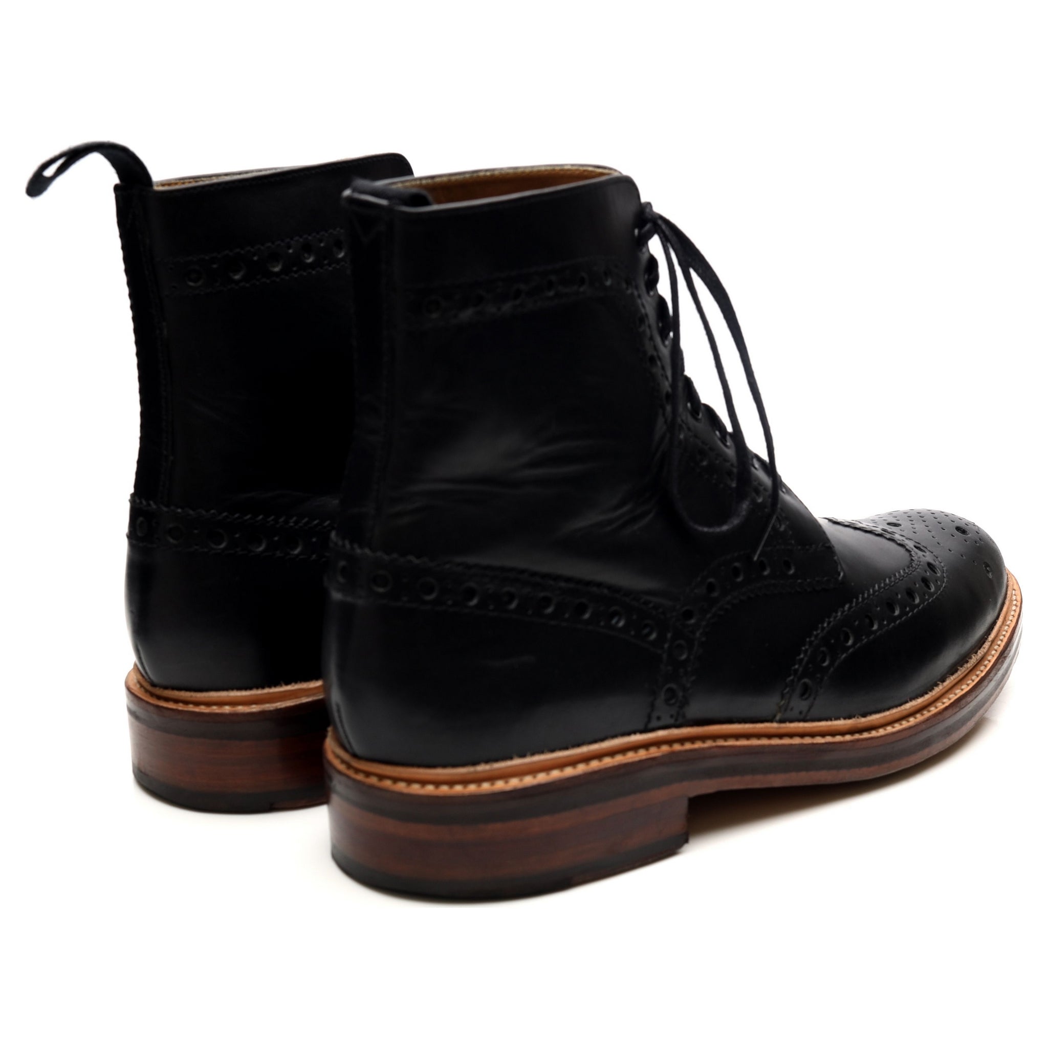 Grenson Fred boots brogues cuir noir UK 9.5