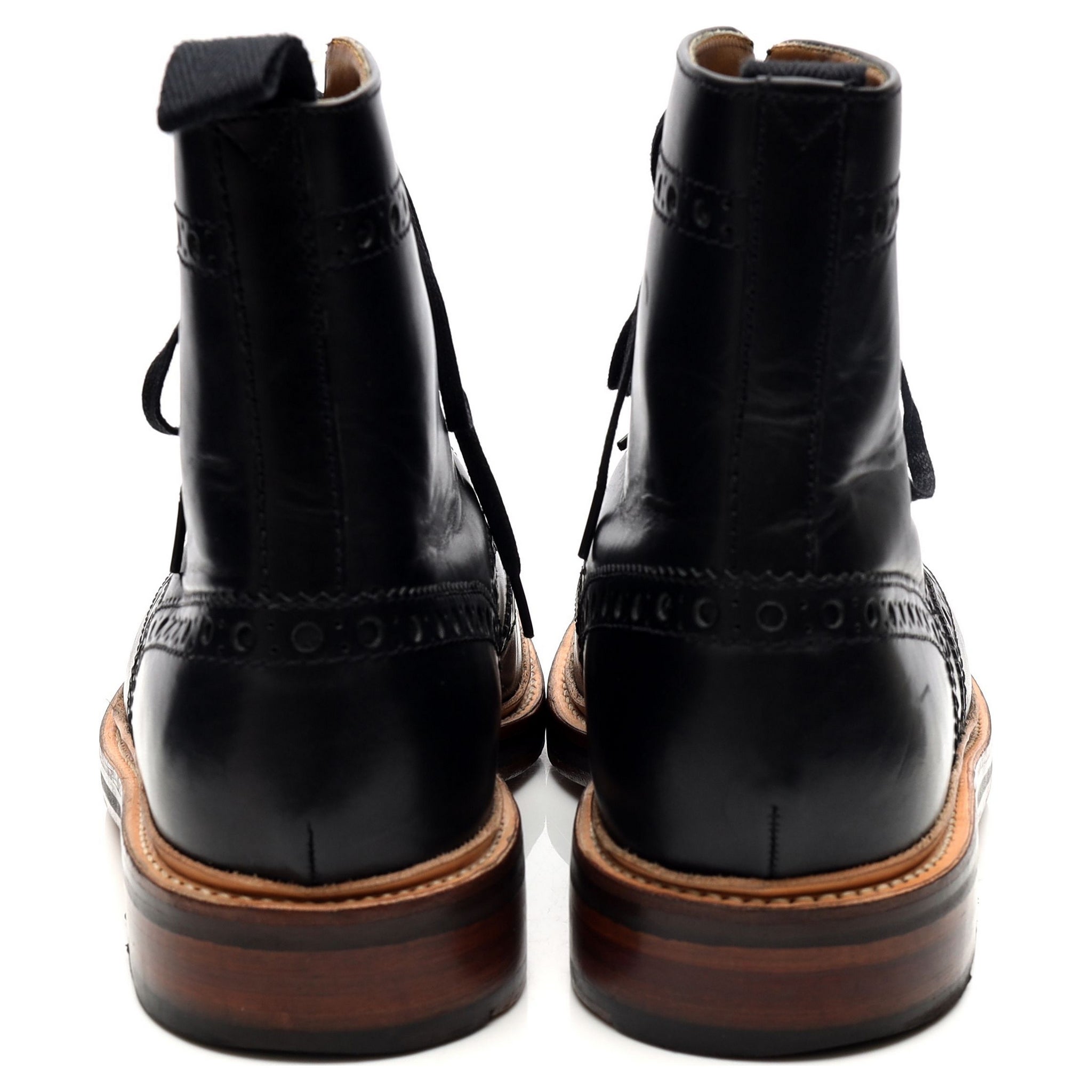 Grenson Fred boots brogues cuir noir UK 9.5