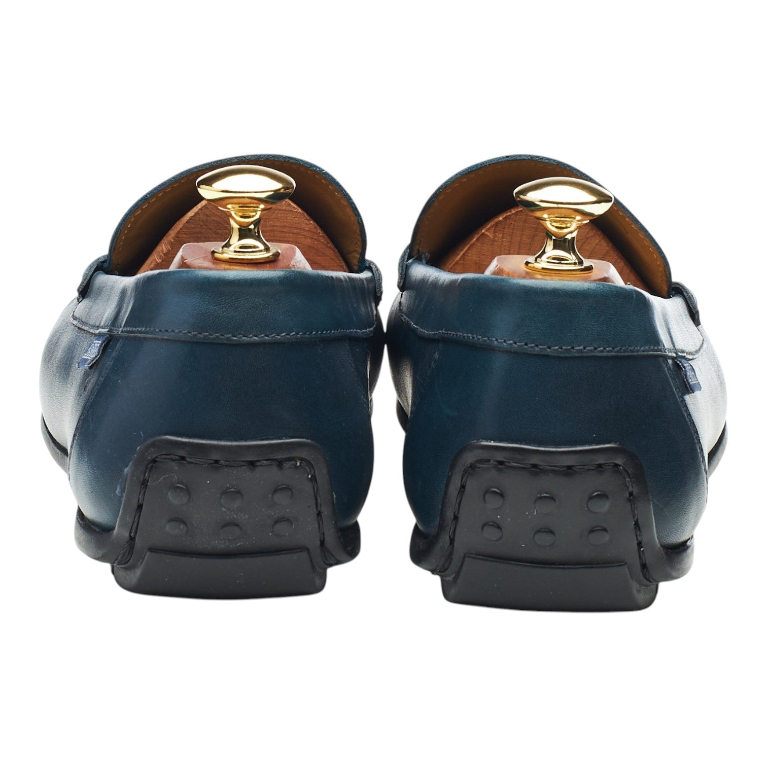 Barker Jamie mocassin driving cuir bleu UK 9