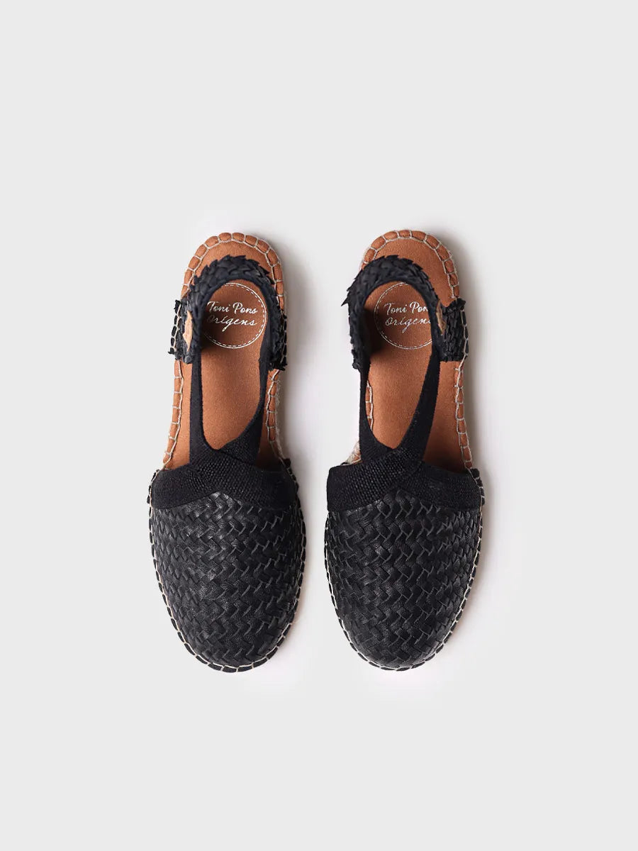 Toni Pons Siracusa espadrille cuir tressé noire