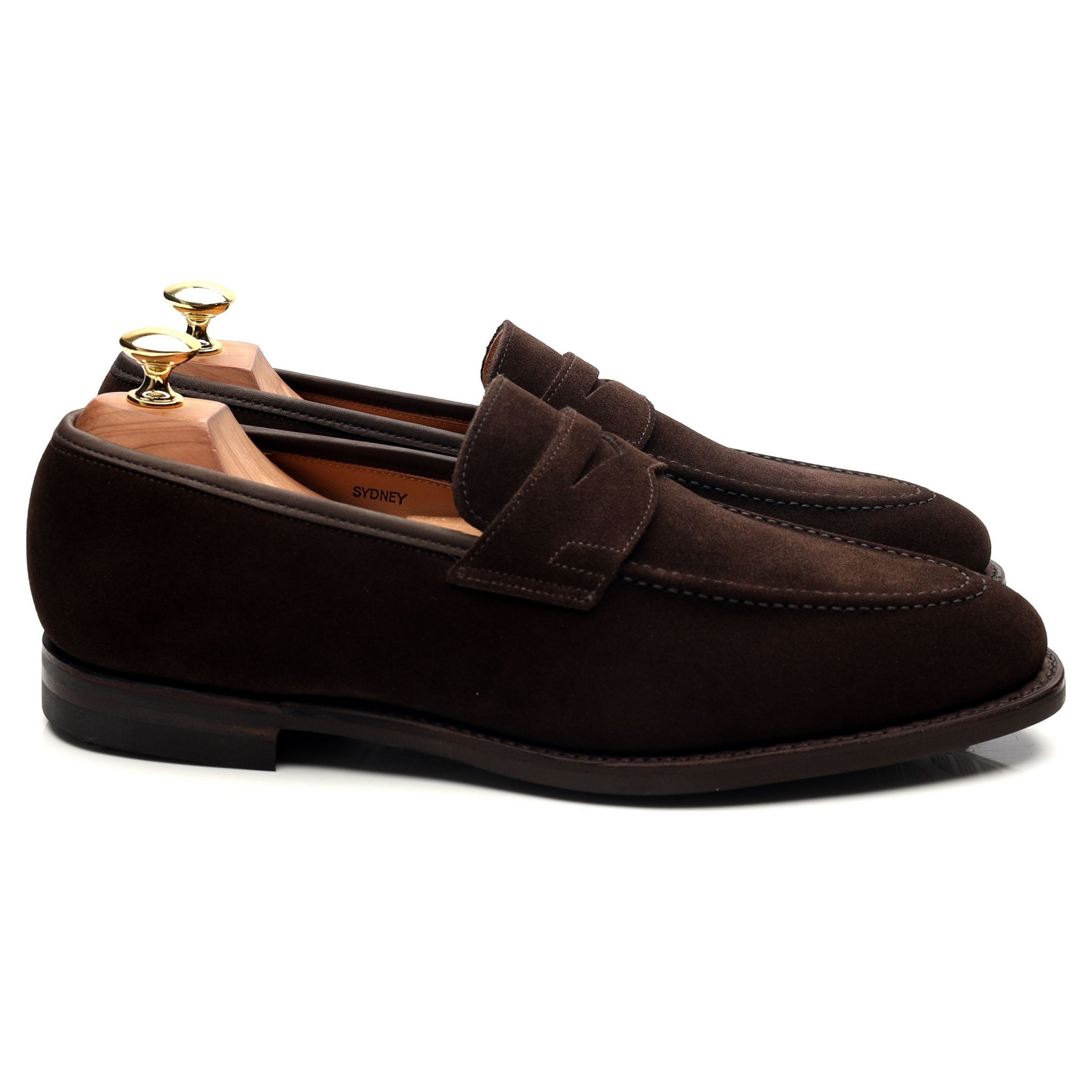 Crockett & Jones Sydney Mocassins Daim Marron Foncé UK 8