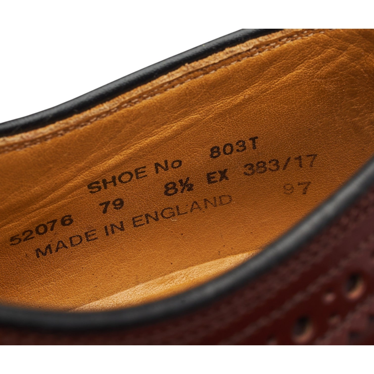 Loake 803 derbys brogues cuir bordeaux UK 8,5