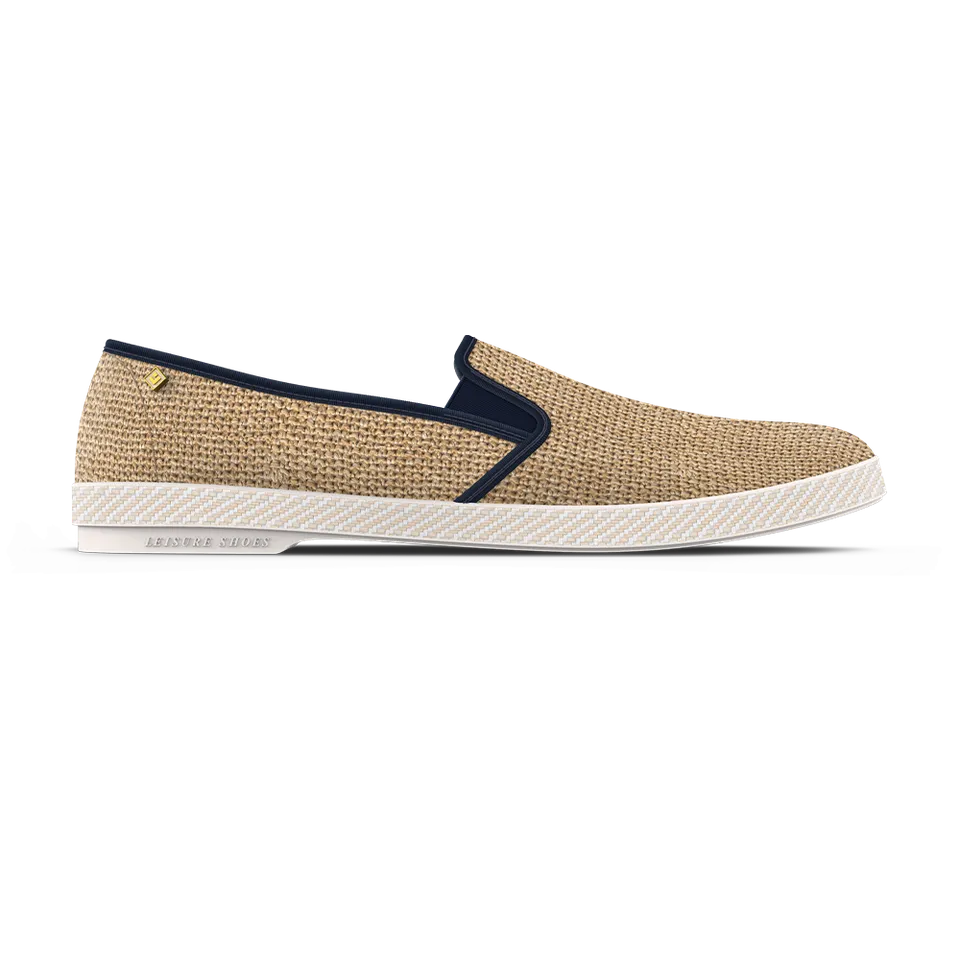 Rivieras Classic Nudude Biais espadrilles marine raphia