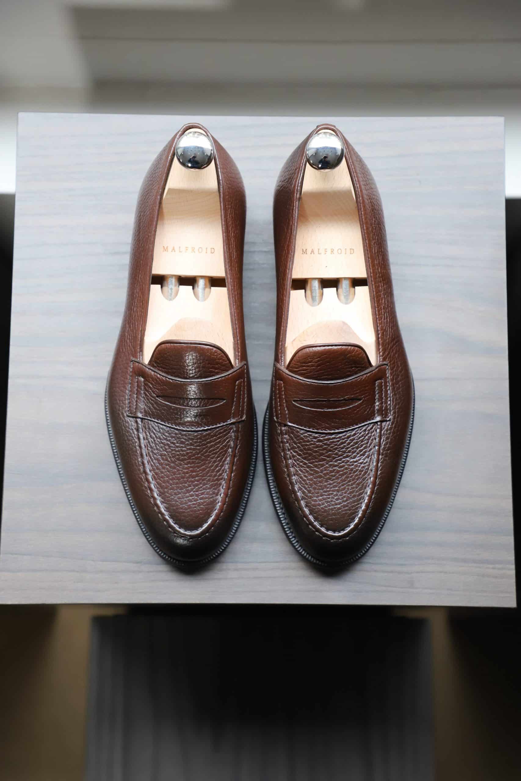 Malfroid Newport mocassin penny loafer cuir grainé Annonay