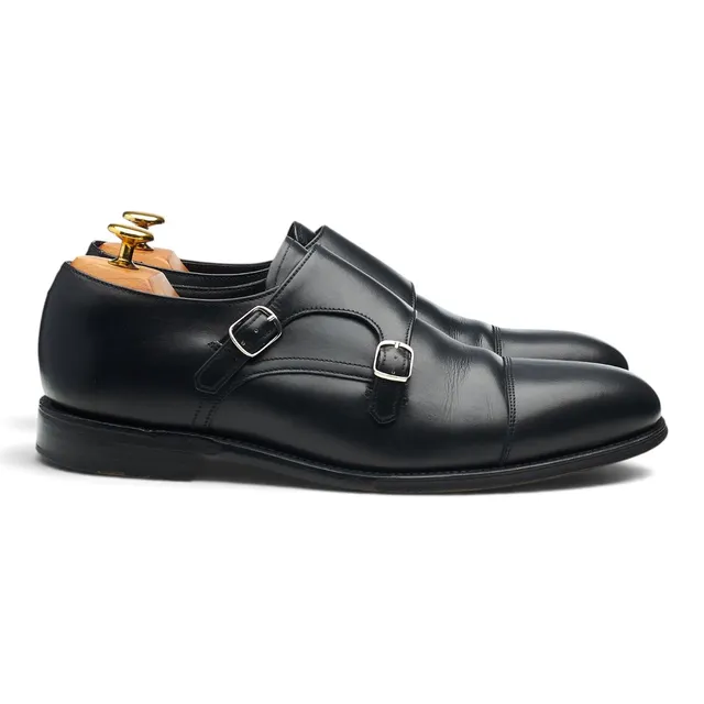 Loake Cannon 1880 monk cuir noir UK 8 double boucle