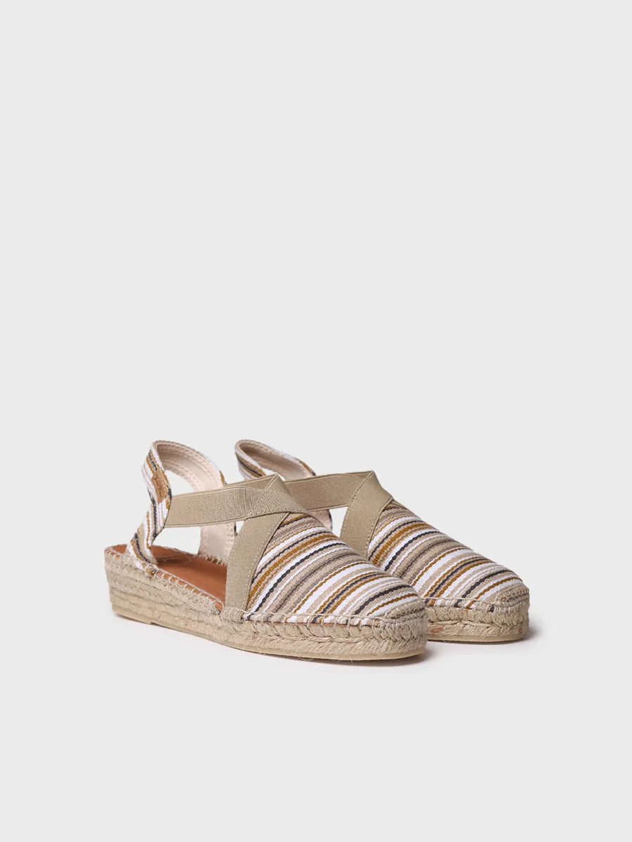 Toni Pons Vinaros espadrille compensée toile rayée beige