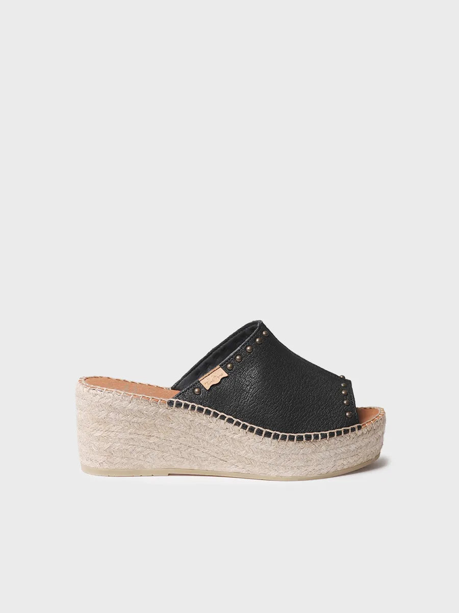 Toni Pons Modena mule espadrille cuir noir