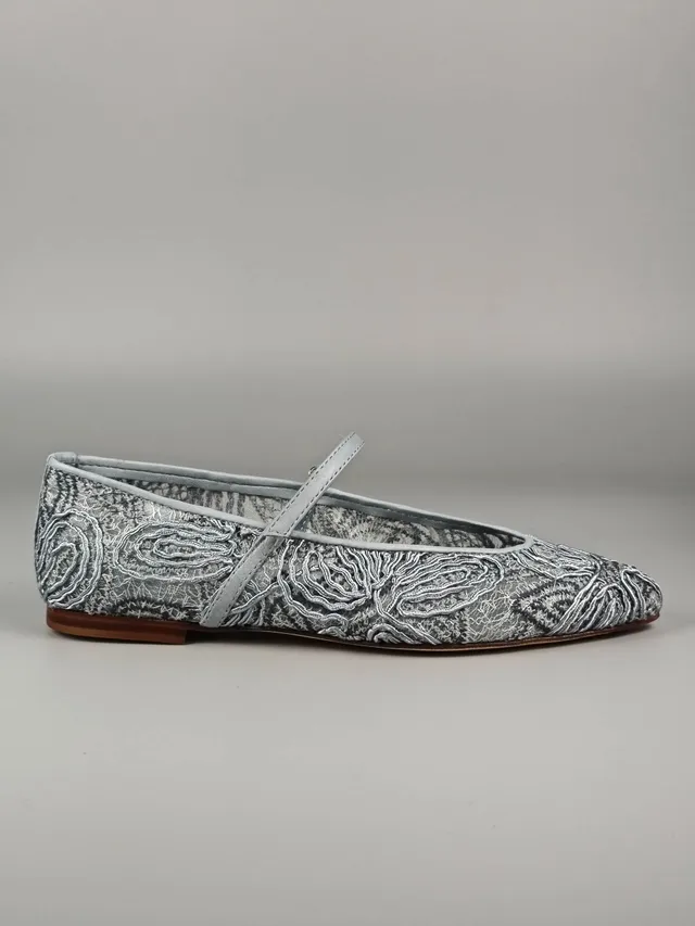 Lorena Paggi Margota ballerines tissu bleu ciel