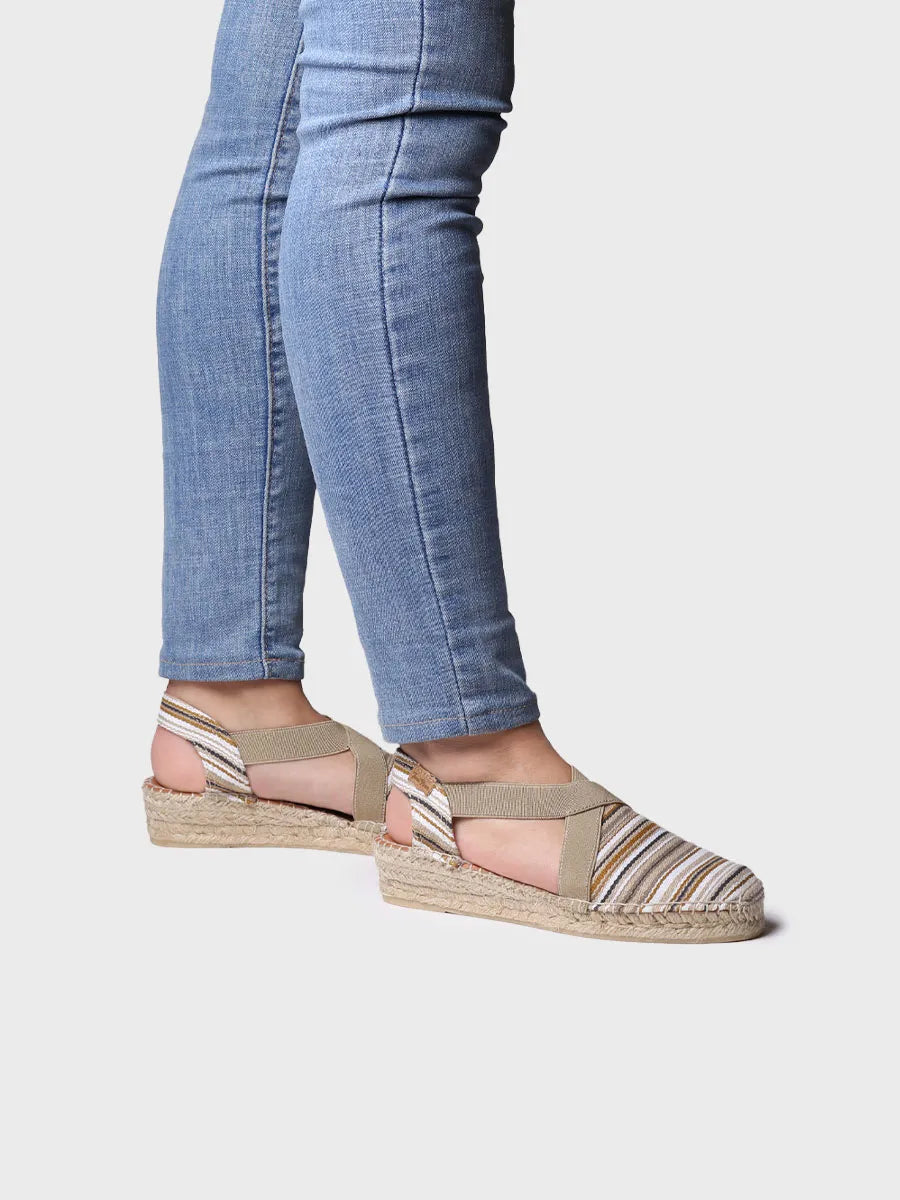Toni Pons Vinaros espadrille compensée toile rayée beige