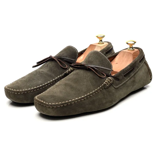 Crockett & Jones Napoli mocassins daim vert UK 11