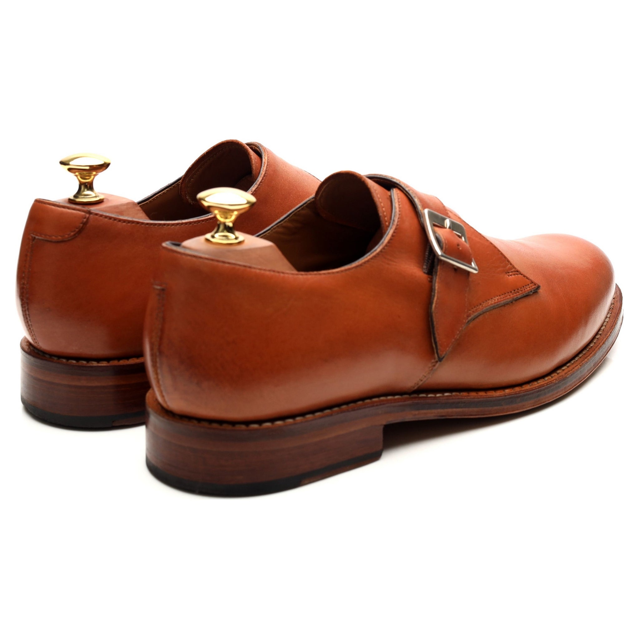 Grenson Nathan chaussures monk cuir cognac UK 9