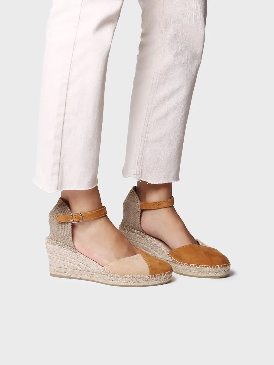 Toni Pons Beral espadrille compensée daim bicolore 7 cm