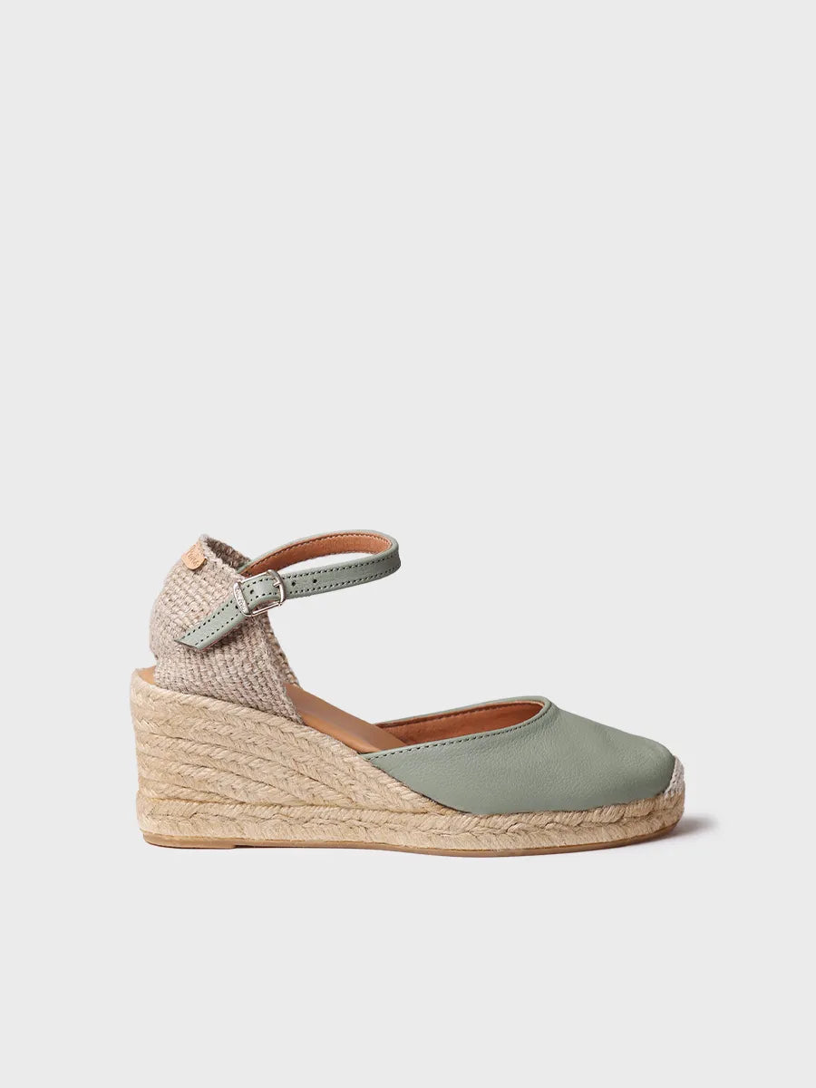 Toni Pons Costa-5 espadrille cuir menthe 7 cm