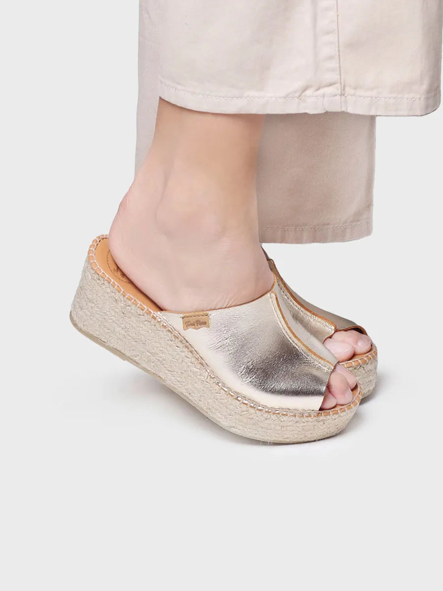 Toni Pons Ivonne espadrilles compensées cuir platine