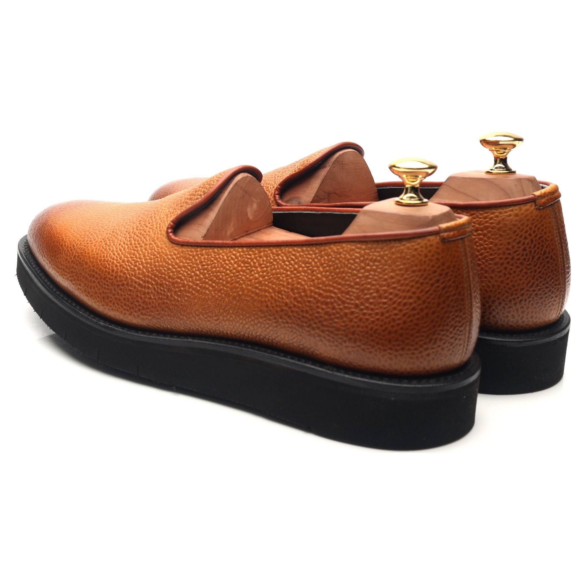 Hardy Amies mocassins cuir grainé marron UK 10