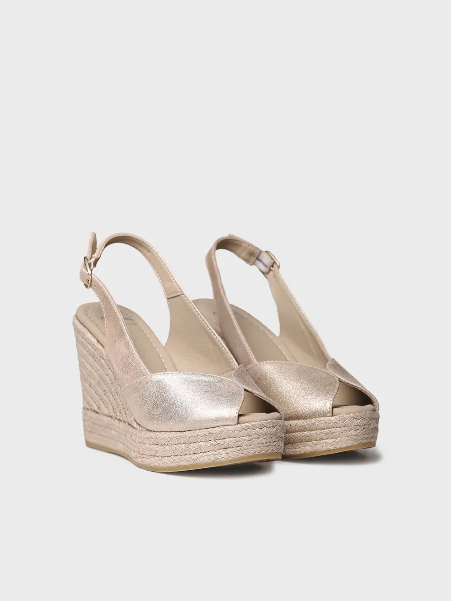 Toni Pons Oprah espadrille cuir compensée champagne 10 cm