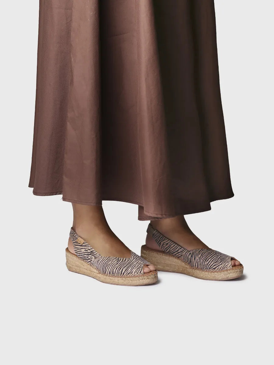 Toni Pons Bernia-ZB espadrilles compensées cuir zèbre 3 cm