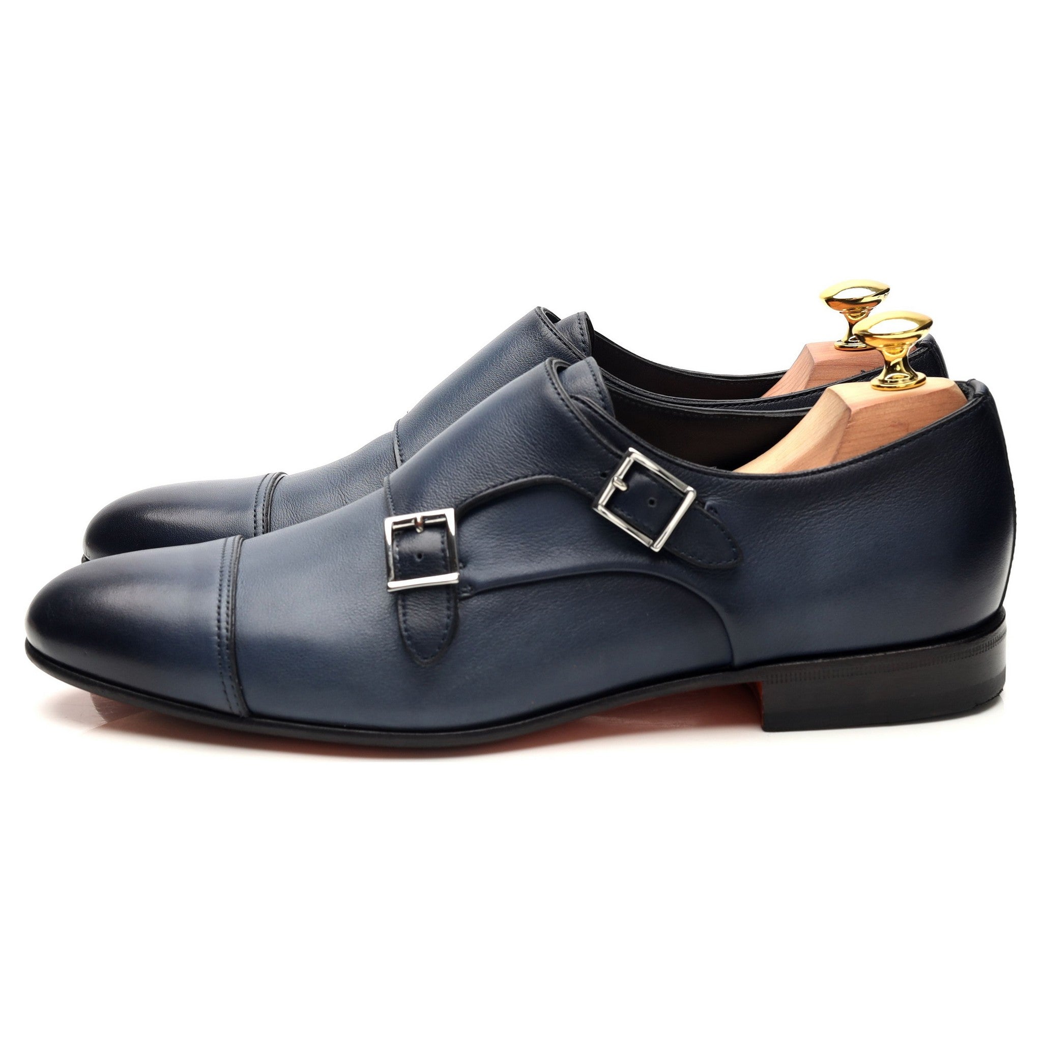 Santoni double boucle cuir bleu marine 7