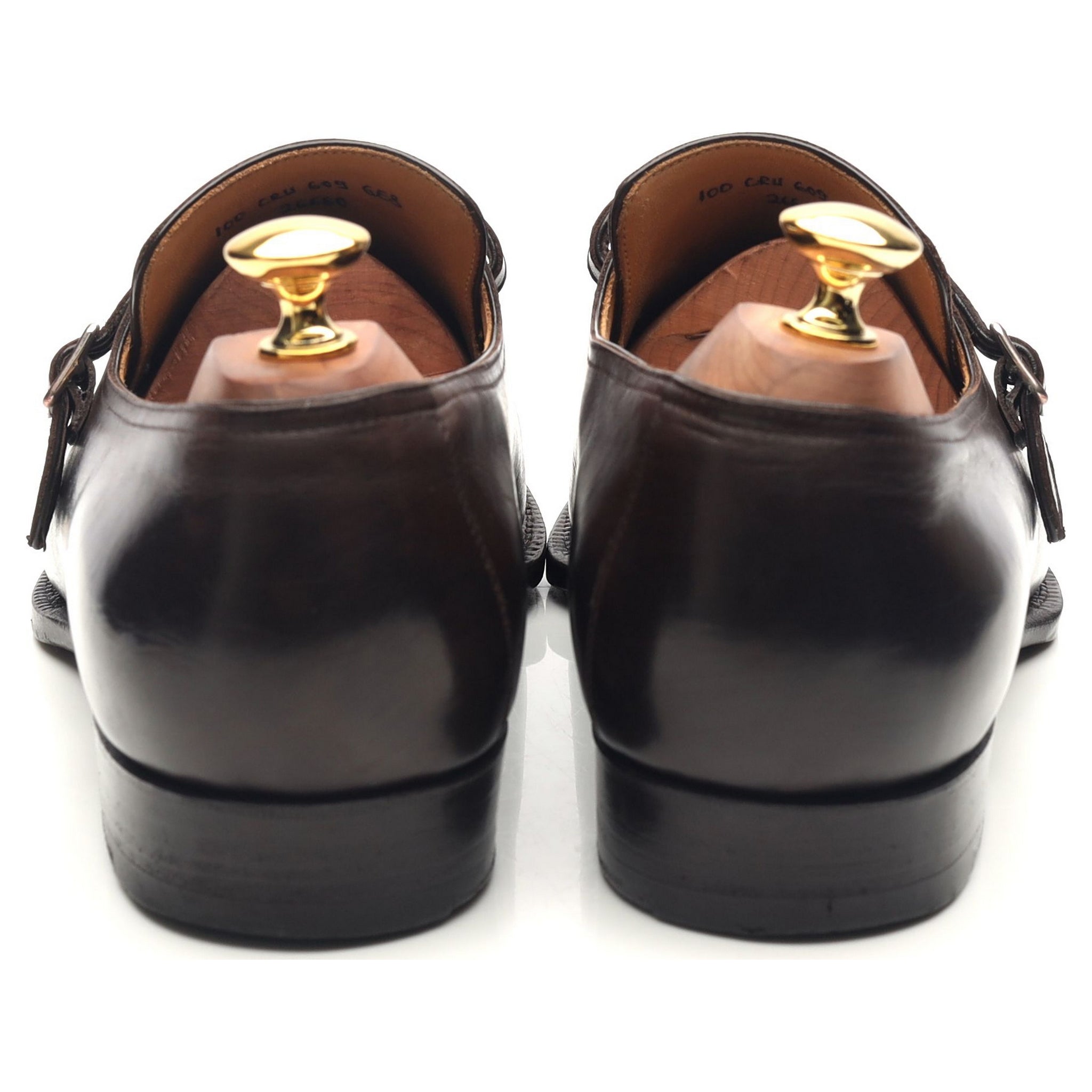 Saint Crispin's 100 chaussures monk cuir marron foncé 9 UK