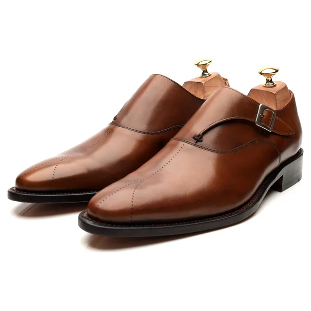 Ozwald Boateng monk strap cuir marron pointure UK 9.5