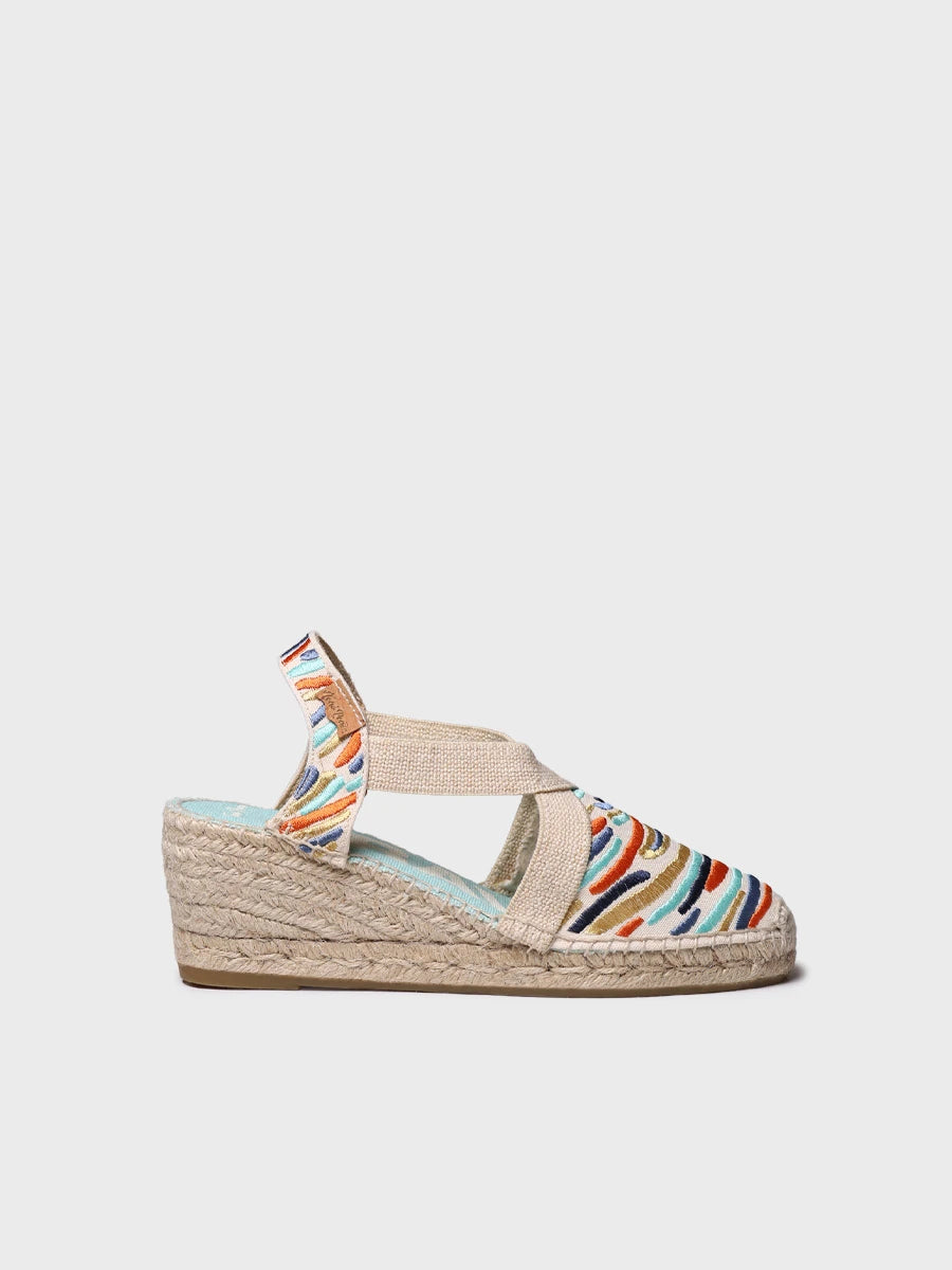 Toni Pons Montjoi espadrille compensée coton brodé