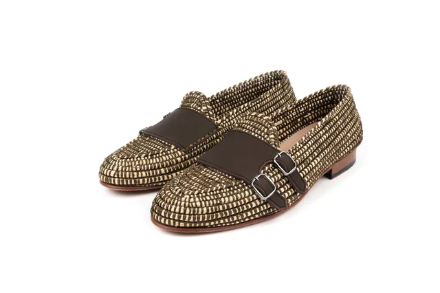Contre-Allée Grigwane mocassin raphia marron naturel