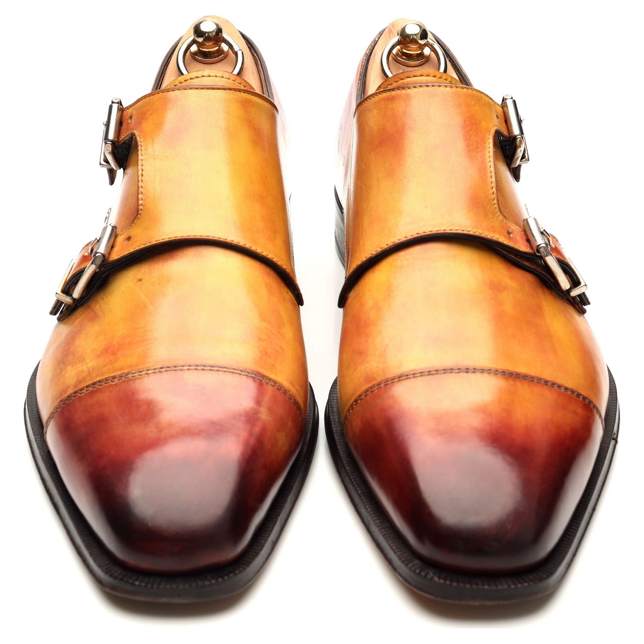 Scarpe di Bianco Palermo chaussures monk cuir marron 10 UK