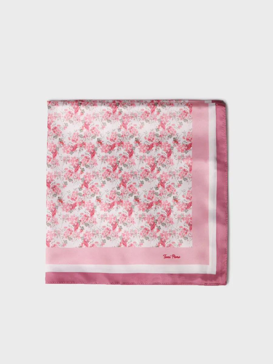 Toni Pons Faustina carré soie fleurs roses