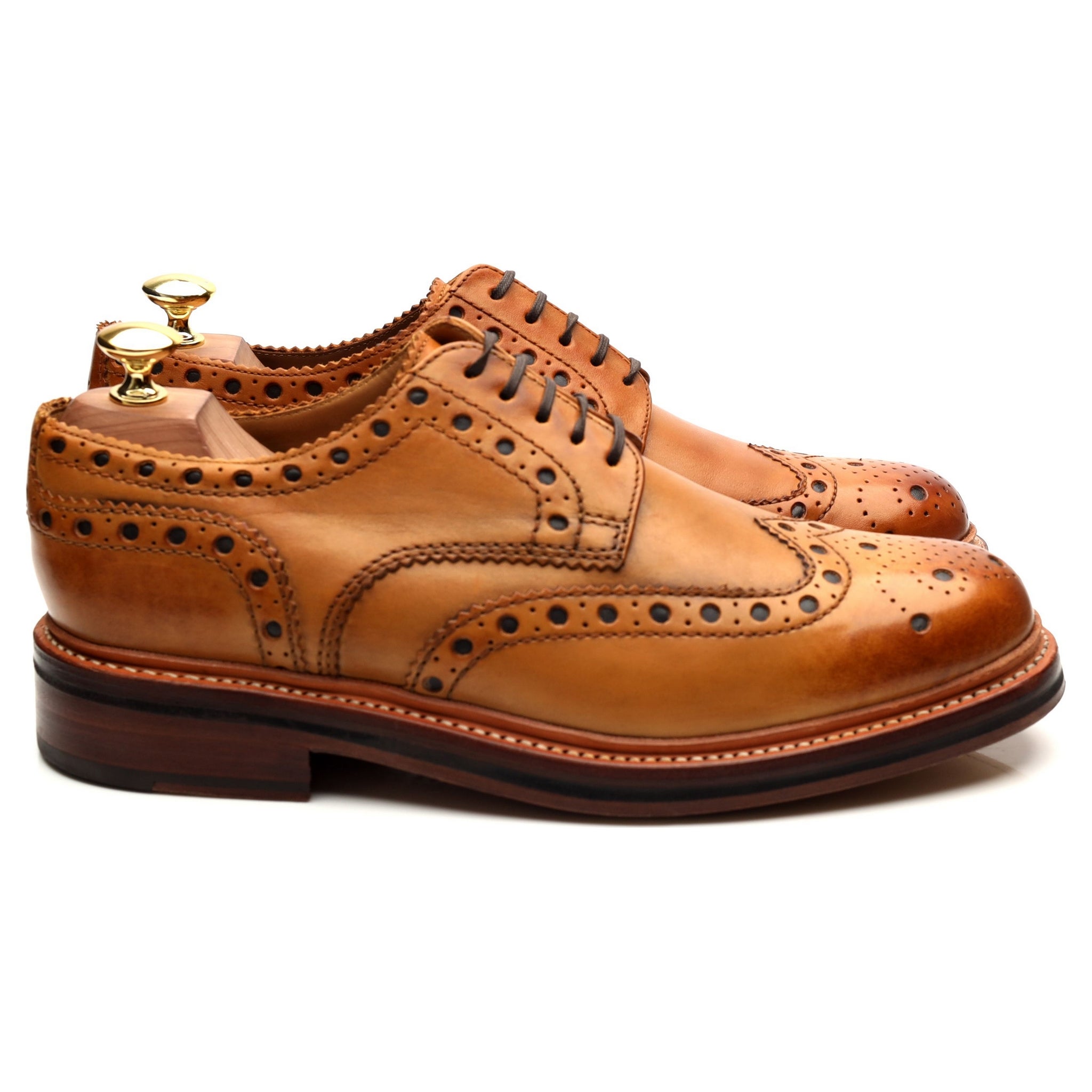 Grenson Archie derby brogue cuir marron clair UK 8 G