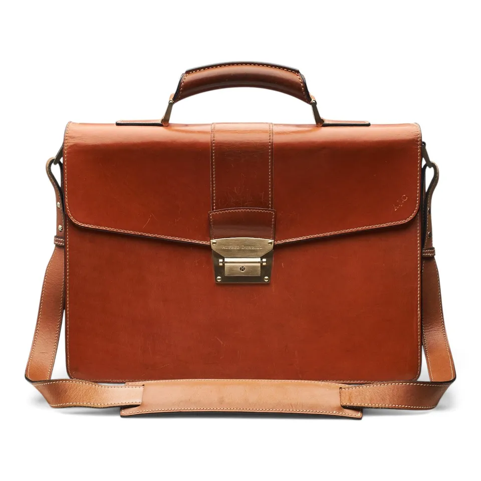 Dunhill Alfred serviette cuir marron 40 cm