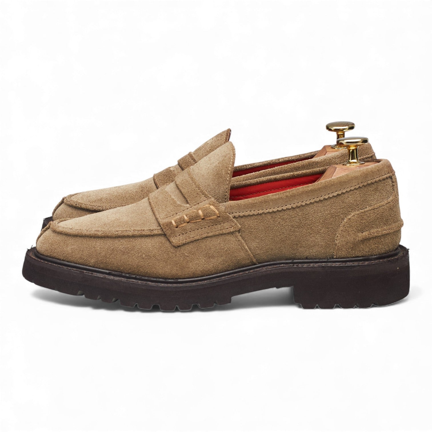 Trickers Eva mocassins daim pierre UK 3,5 semelle caoutchouc