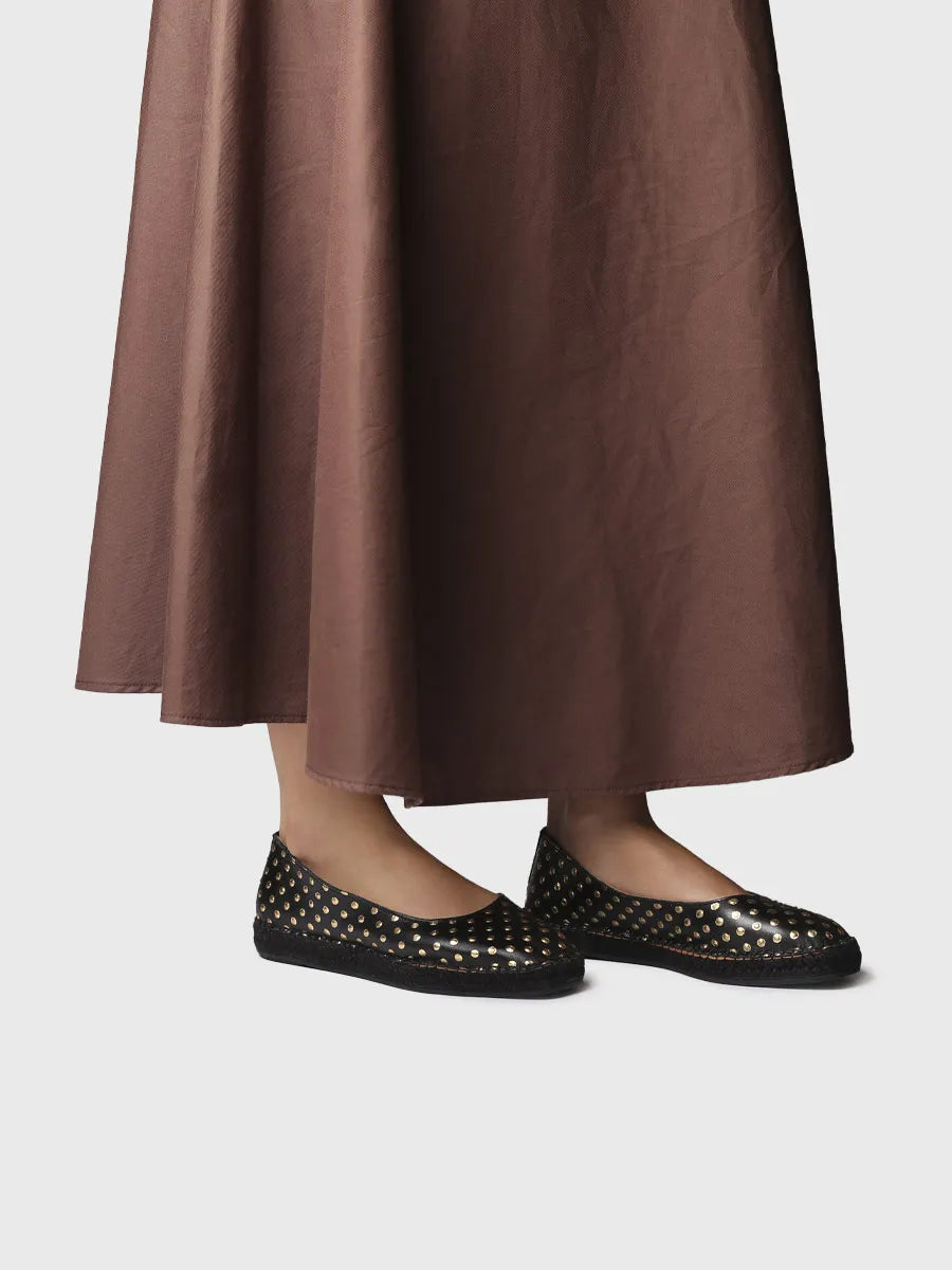 Toni Pons Sheila espadrille ballerine cuir pois métalliques