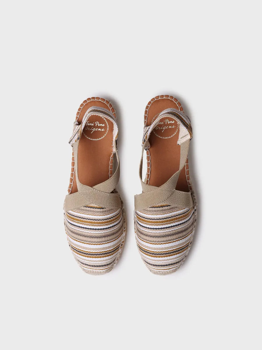 Toni Pons Vinaros espadrille compensée toile rayée beige