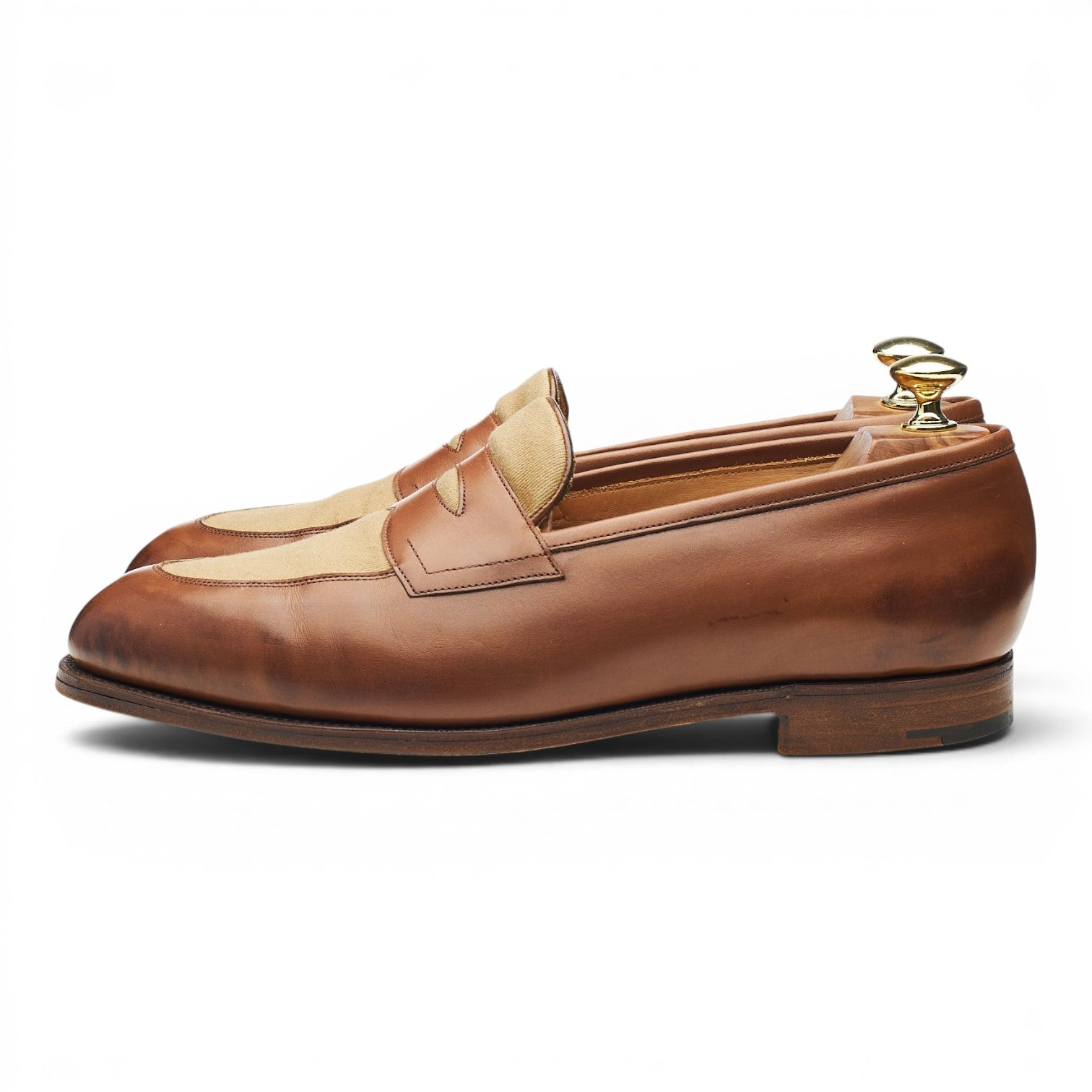 Edward Green Piccadilly mocassins cuir beige UK 8