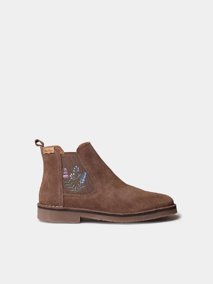 Toni Pons Bisbal bottine daim broderie florale