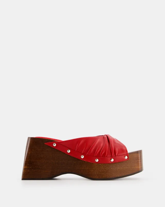 Nodaleto Bulla Mellow sabots cuir rouge Midnight Red talon 8 cm