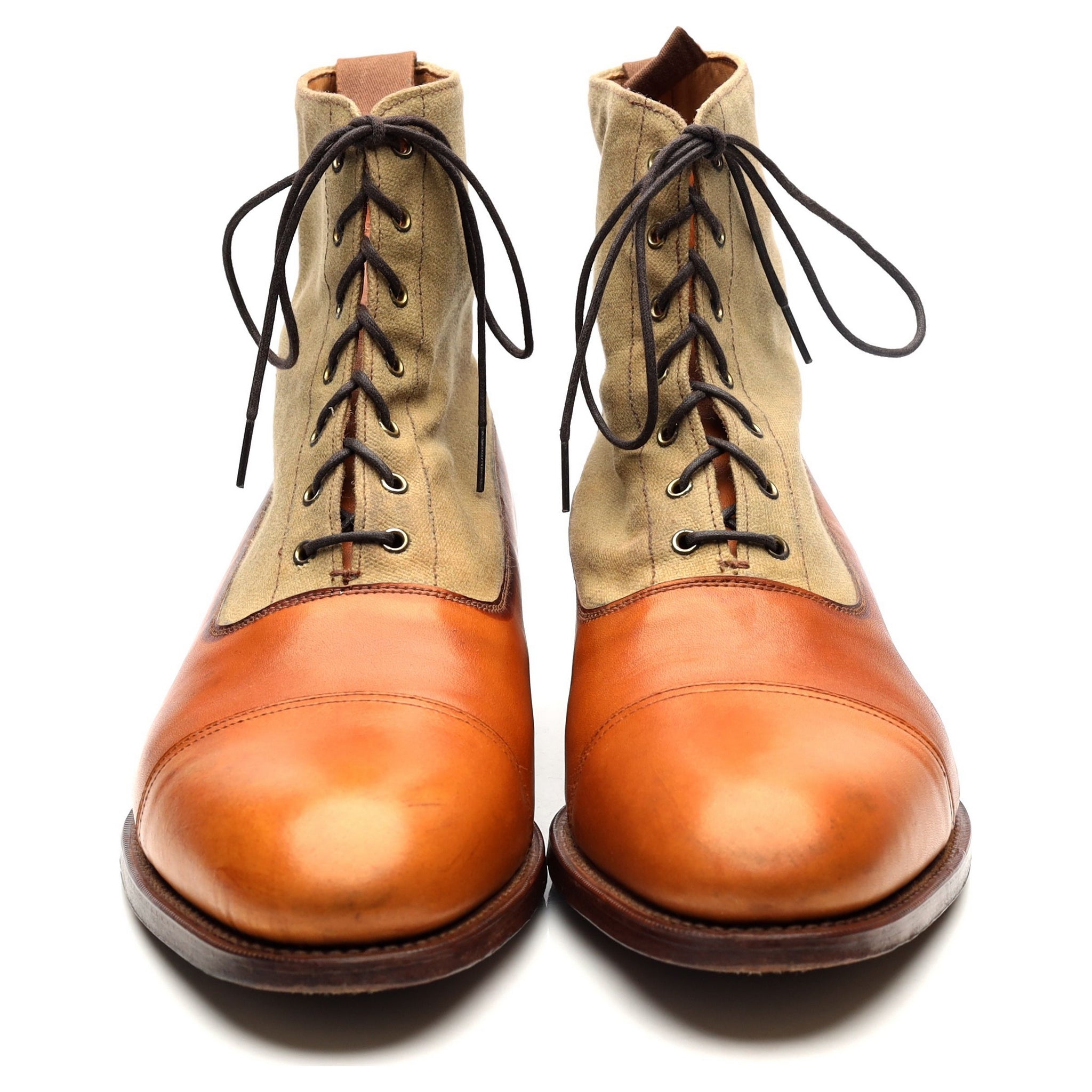 Grenson boots balmoral cuir toile marron UK 10