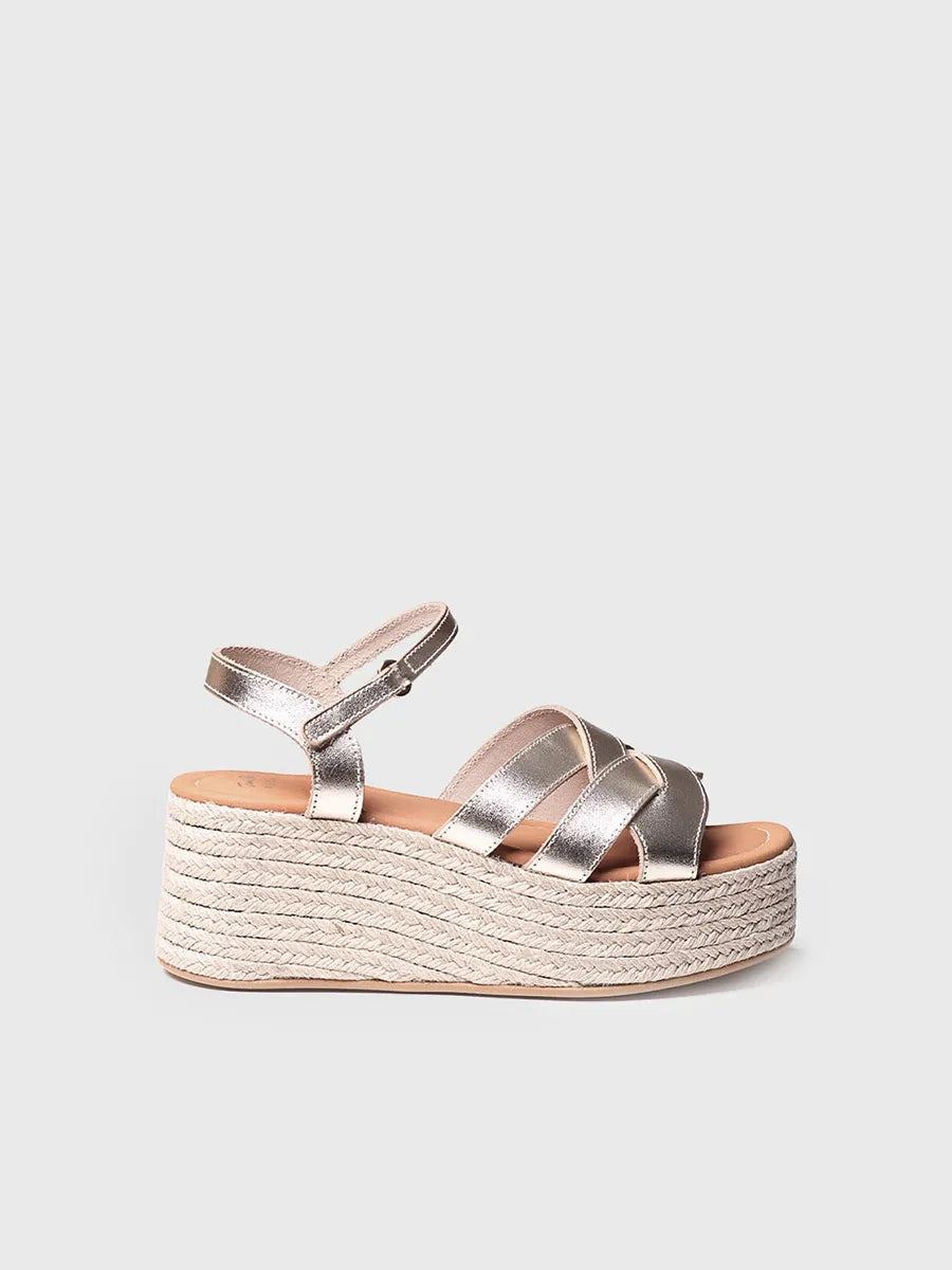 Toni Pons Cristina sandale compensee platine cuir 7 cm