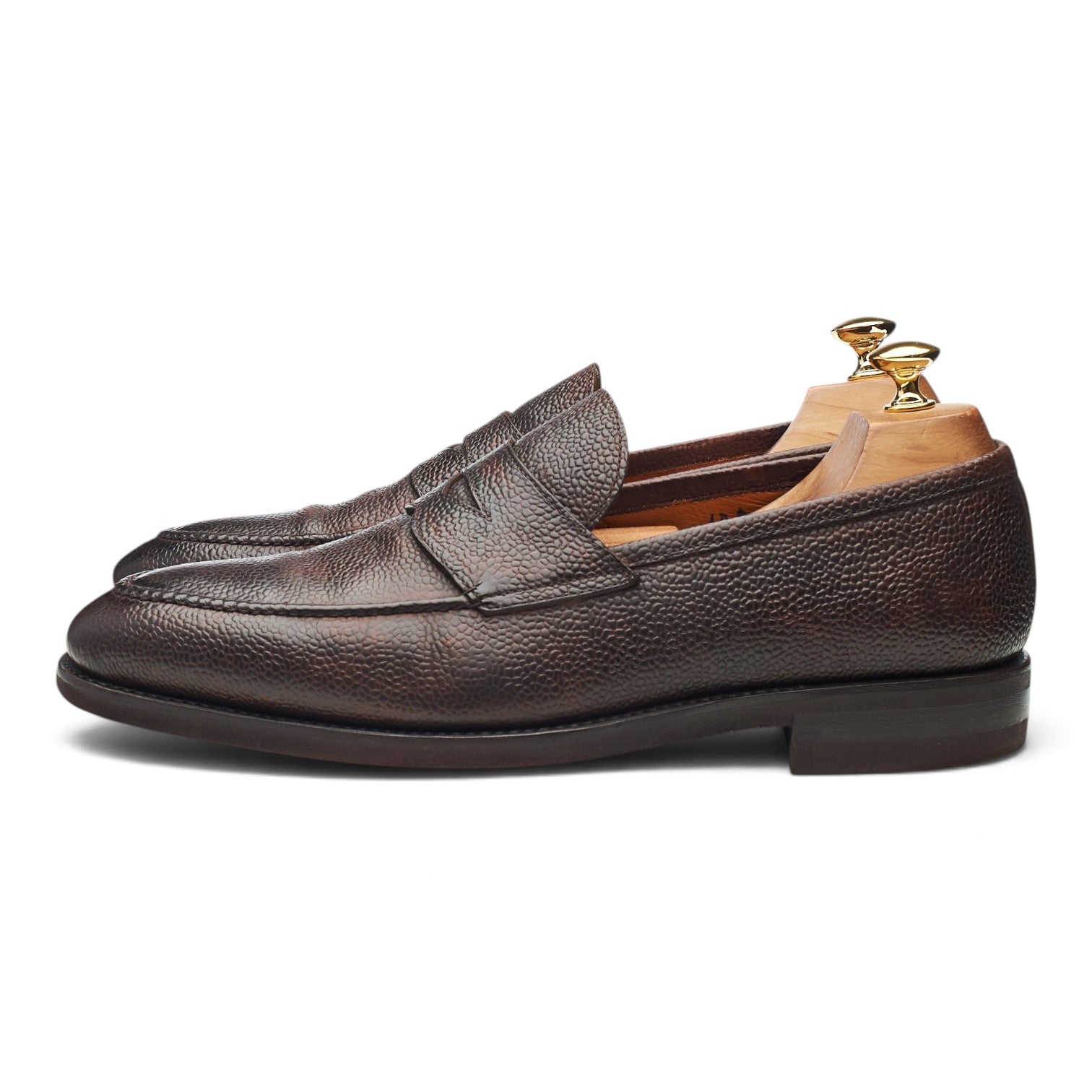 Bontoni Principe mocassins cuir grainé marron pointure UK 10.5