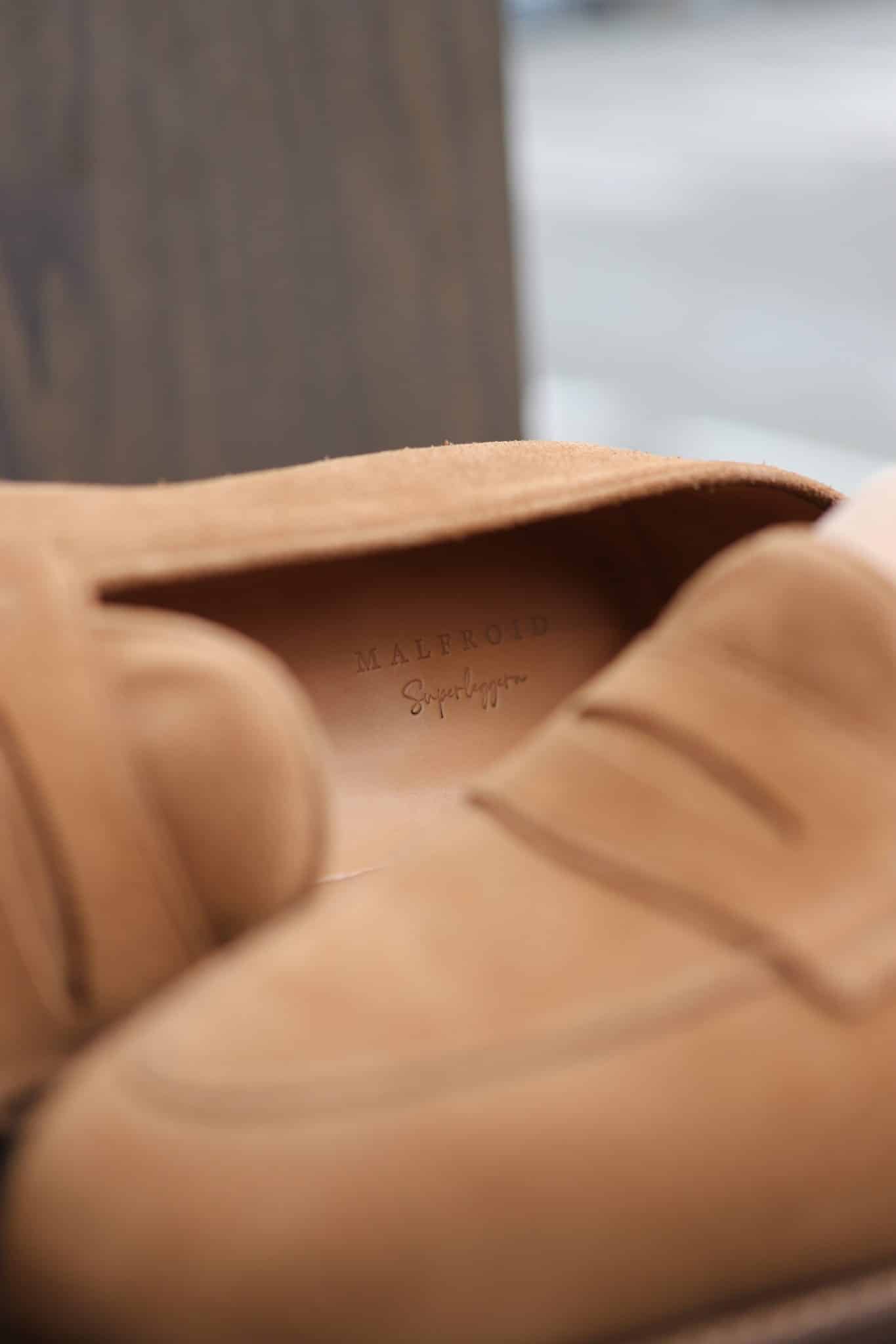 Malfroid Newport mocassin penny veau velours camel